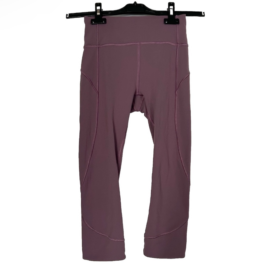 Lululemon In Movement Mauve Purple High-Waisted Cropped Leggings Everlux Gym Run
